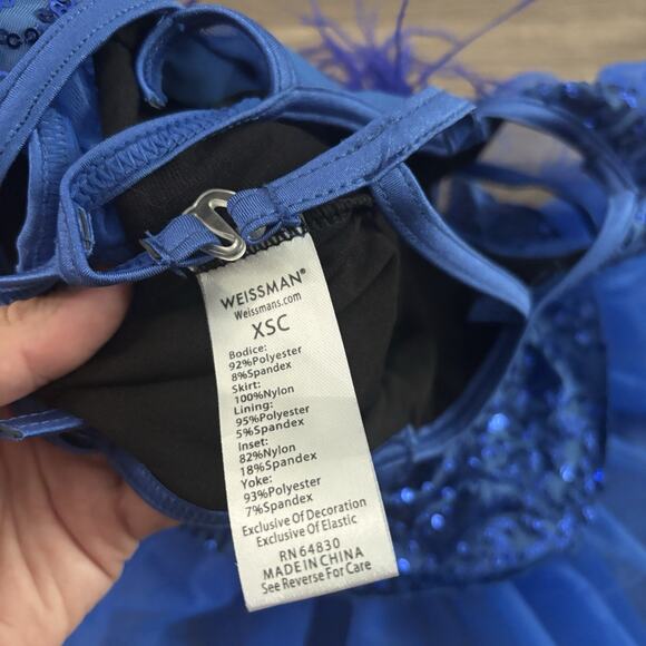 Weissman Royal Blue Skirted Feathers Dance Recital Costume Child Medium CM - Picture 7 of 7